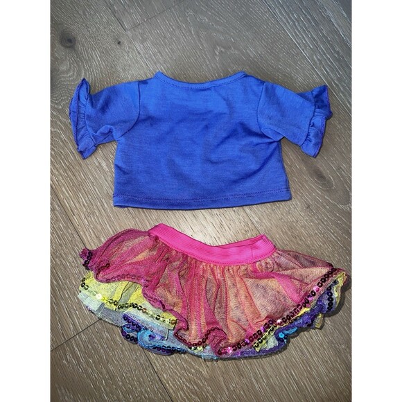 Build A Bear Workshop Rainbow Tulle Sequined Skirt Unicorn Top Teddy Clothes BAB - Picture 4 of 4